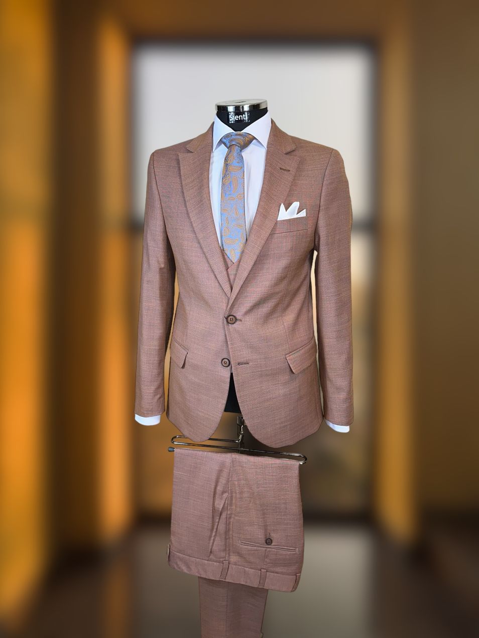 Costum cărămiziu din trei piese - C2035